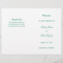 Smaragd Groen Script Bi-Fold Huwelijksprogramma