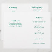 Smaragd Groen Script Bi-Fold Huwelijksprogramma (Voorkant / Achterkant)