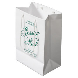 Smaragd Groen Script Typografie Bruiloft Welkom Medium Cadeauzakje