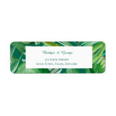 Smaragd groen tropisch bruiloft retour adres etiket (Voorkant)