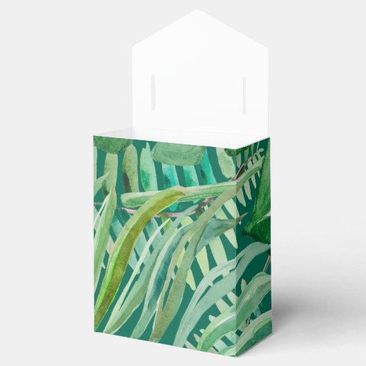 Smaragd groen tropische bruiloft bedankdoosjes (Geopend)