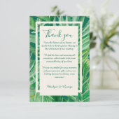 Smaragd groen tropische bruiloft bedankkaart (Staand voorkant)