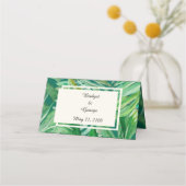 Smaragd groen tropische bruiloft plaatskaartje (Achterkant)