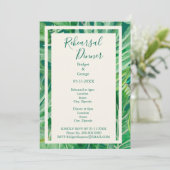 Smaragd groen tropische bruiloft repetitie kaart (Staand voorkant)