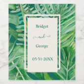 Smaragd groen tropische bruiloft wijn etiket (Enkel label)