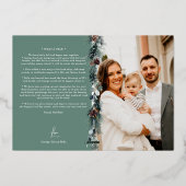 Smaragd groen vintage kerst twee Afbeelding Folie Feestdagenkaart (Achterkant)