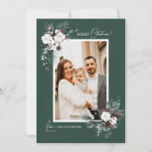 Smaragd groen vintage kerst twee foto feestdagenkaart (Voorkant)