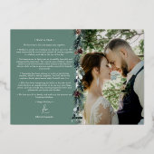 Smaragd groen  vrolijk getrouwd foto folie feestdagenkaart (Achterkant)