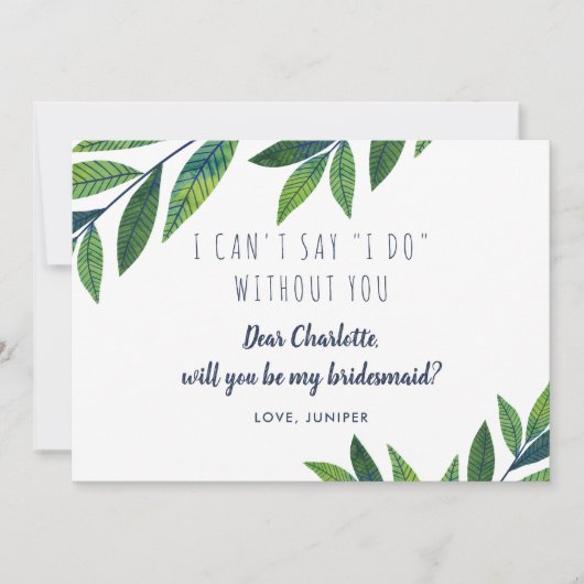 Smaragd groen - Wees mijn bruidsmeisje Kaart (Voorkant)