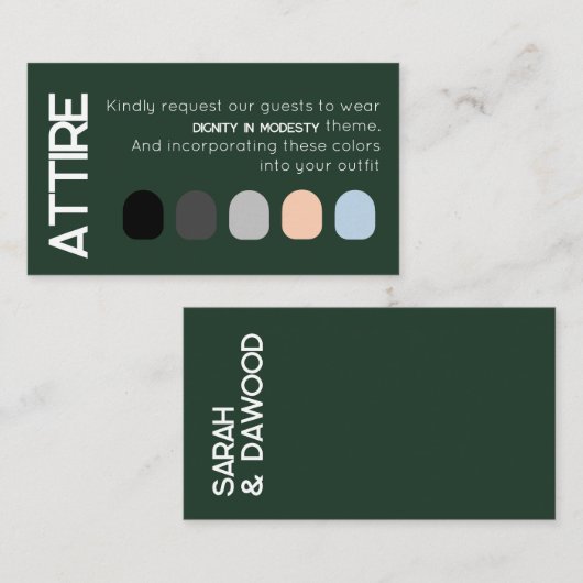 Smaragd Groen Wit Bruiloft Kleding Jurk Code Kaart (Voorkant / Achterkant)