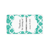 Smaragd Groen Wit Damast Bruiloft Lip Balm Label (Voorkant)