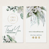 Smaragd groen Witte bloemen Bijsluiter Visitekaartje (Voorkant /achterkant)