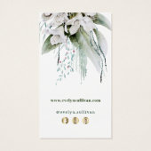 Smaragd groen Witte bloemen Bijsluiter Visitekaartje (Achterkant)