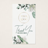 Smaragd groen Witte bloemen Bijsluiter Visitekaartje (Voorkant)