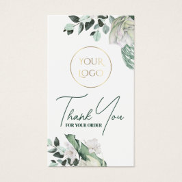 Smaragd groen Witte bloemen Bijsluiter Visitekaartje