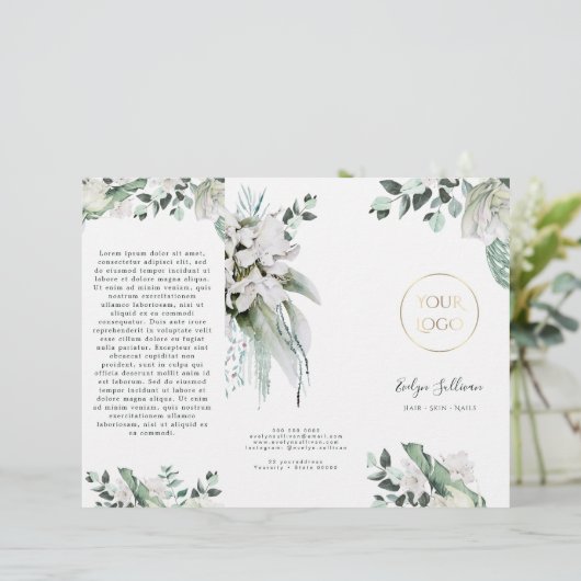 Smaragd groen Witte bloemen brochure (Staand voorkant)