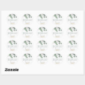 Smaragd groen witte bloemen dank u sticker (Vel)