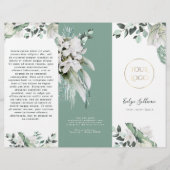 Smaragd groen witte bloemen elegante brochure (Voorkant)