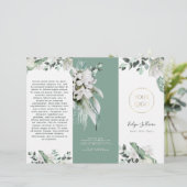 Smaragd groen witte bloemen elegante brochure (Staand voorkant)
