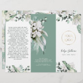 Smaragd groen witte bloemen elegante brochure (Voorkant / Achterkant)