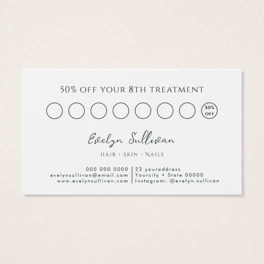 Smaragd groen Witte bloemen Loyaliteit kaart (Achterkant)