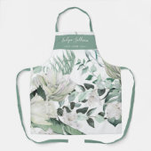 Smaragd groen witte bloemen schoonheid professiona schort (Voorkant)