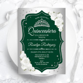 Smaragd Groen Zilver Elegant Quinceanera Kaart
