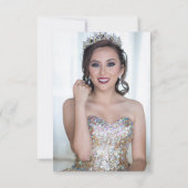Smaragd Groen Zilver Glitter Quinceanera Foto Bedankkaart (Achterkant)