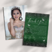 Smaragd Groen Zilver Glitter Quinceanera Foto Bedankkaart