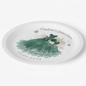 Smaragd Groen Zilver Quinceanera Prinses Jurk Papieren Bordje (Gekanteld)