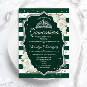 Smaragd Groen Zilver Wit Elegant Quinceanera Kaart