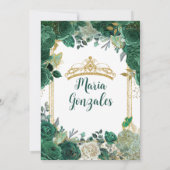 Smaragd Groen Zoet Zestien Gouden Kroon Verjaardag Kaart (Achterkant)