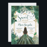 Smaragd Groen Zoet Zestien Gouden Kroon Verjaardag Kaart<br><div class="desc">Smaragdgroen Lief Zestien Gouden Kroon Verjaardag Uitnodiging Mis Quince Anos,  16e Verjaardag.</div>