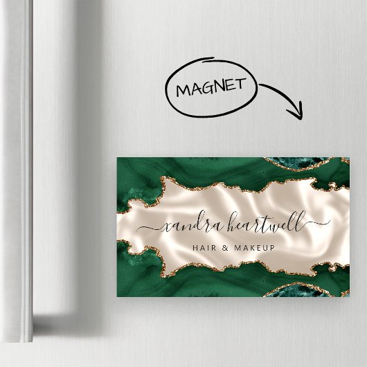 Smaragd Groene Agaat Gouden Glitter Luxe Magnetisch Visitekaartje