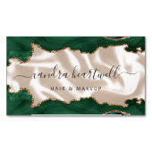Smaragd Groene Agaat Gouden Glitter Luxe Magnetisch Visitekaartje (Voorkant)