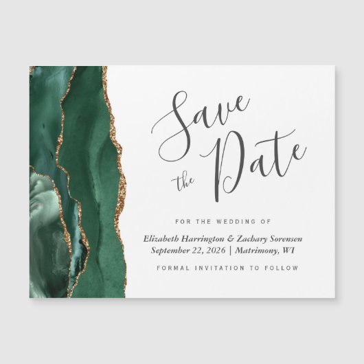 Smaragd Groene Agaat Magnetische Bruiloft Save the (Voorkant)