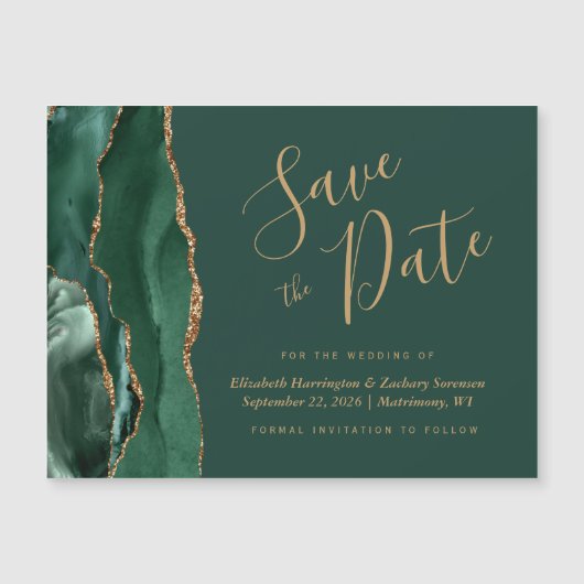 Smaragd Groene Agaat Magnetische Bruiloft Save the (Voorkant)