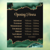 Smaragd Groene Agaat Openingstijden Venster Cling Raamsticker (Vel 3)