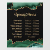 Smaragd Groene Agaat Openingstijden Venster Cling Raamsticker (Vel)