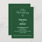 Smaragd Groene Bruiloft Accommodatie Portret Informatiekaartje (Voorkant / Achterkant)
