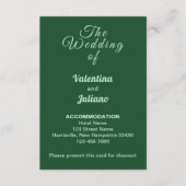 Smaragd Groene Bruiloft Accommodatie Portret Informatiekaartje (Voorkant)