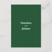 Smaragd Groene Bruiloft Accommodatie Portret Informatiekaartje (Achterkant)