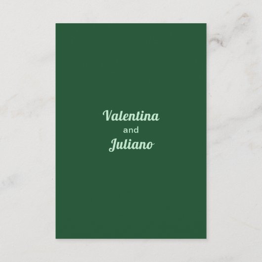 Smaragd Groene Bruiloft Accommodatie Portret Informatiekaartje (Achterkant)