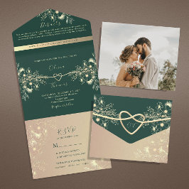  smaragd groene bruiloft all in one uitnodiging