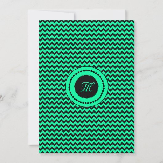 Smaragd Groene Chevron Monogrammed Bruiloft Kaart (Voorkant)