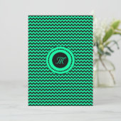 Smaragd Groene Chevron Monogrammed Bruiloft Kaart (Staand voorkant)
