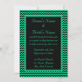 Smaragd Groene Chevron Monogrammed Bruiloft Kaart (Achterkant)