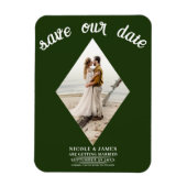 Smaragd Groene Diamant Foto Bruiloft Save the Date Magneet (Verticaal)