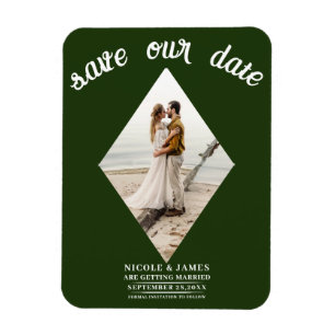 Smaragd Groene Diamant Foto Bruiloft Save the Date Magneet