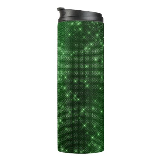 Smaragd Groene Diamante Sequin Thermosbeker (Geroteerd rechts)